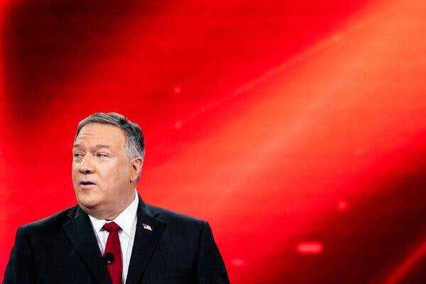 Former secretary of state Mike Pompeo speaking last month, on the third day of the Conservative Political Action Conference in Orlando, Fla.