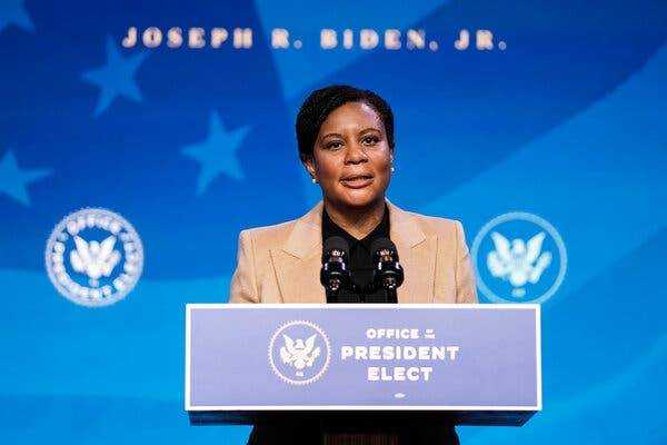 Alondra Nelson, the Biden administrationâ€™s deputy director for science and society, speaking in Wilmington, Del., in January.