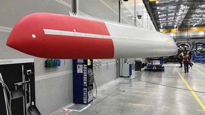 Wind turbine blade inside the factory