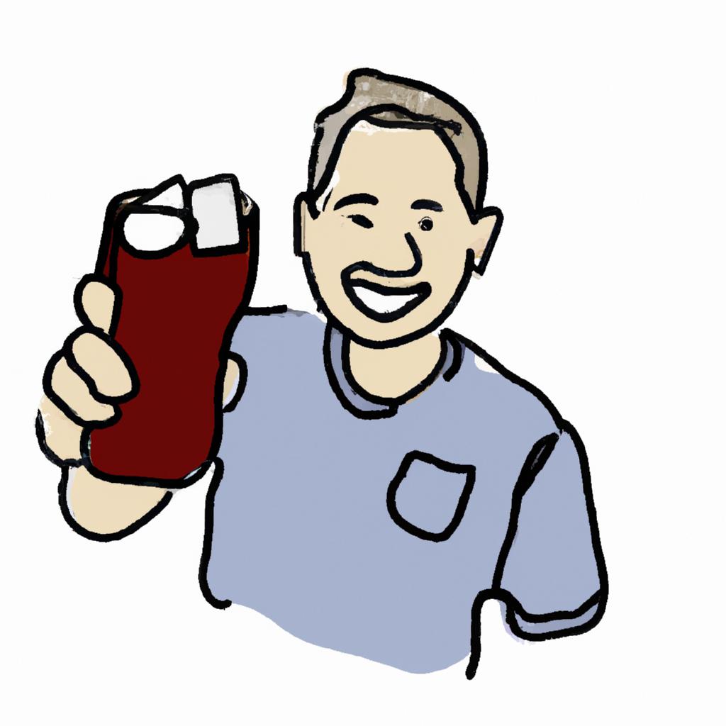 Person holding a drink, smiling